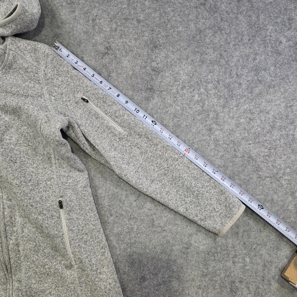 LL Bean Sweater Fleece Coat Womens Small Petite Gray Hooded Full Zip Jacket - Picture 9 of 15